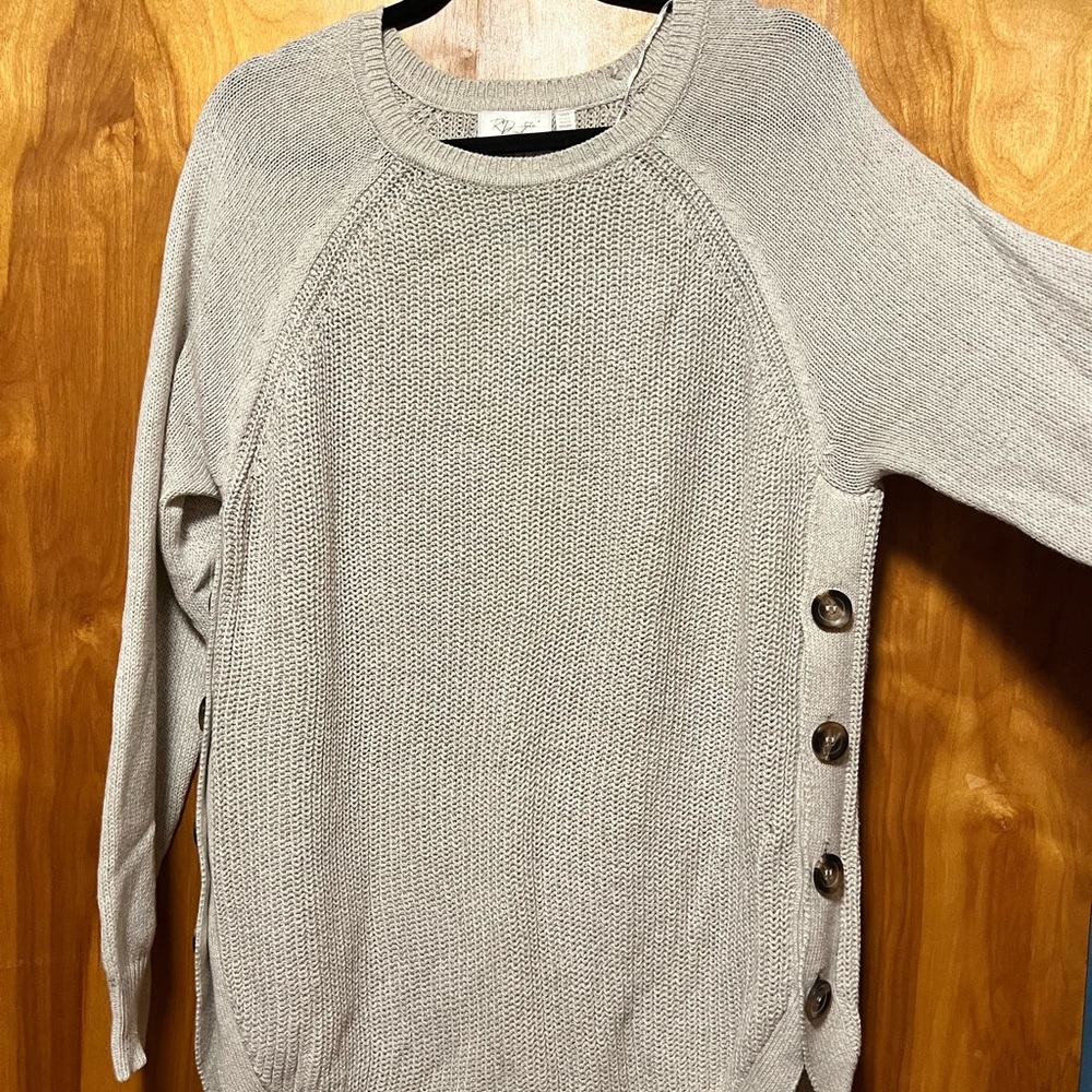 RD Style tan Sweater with Button Accents